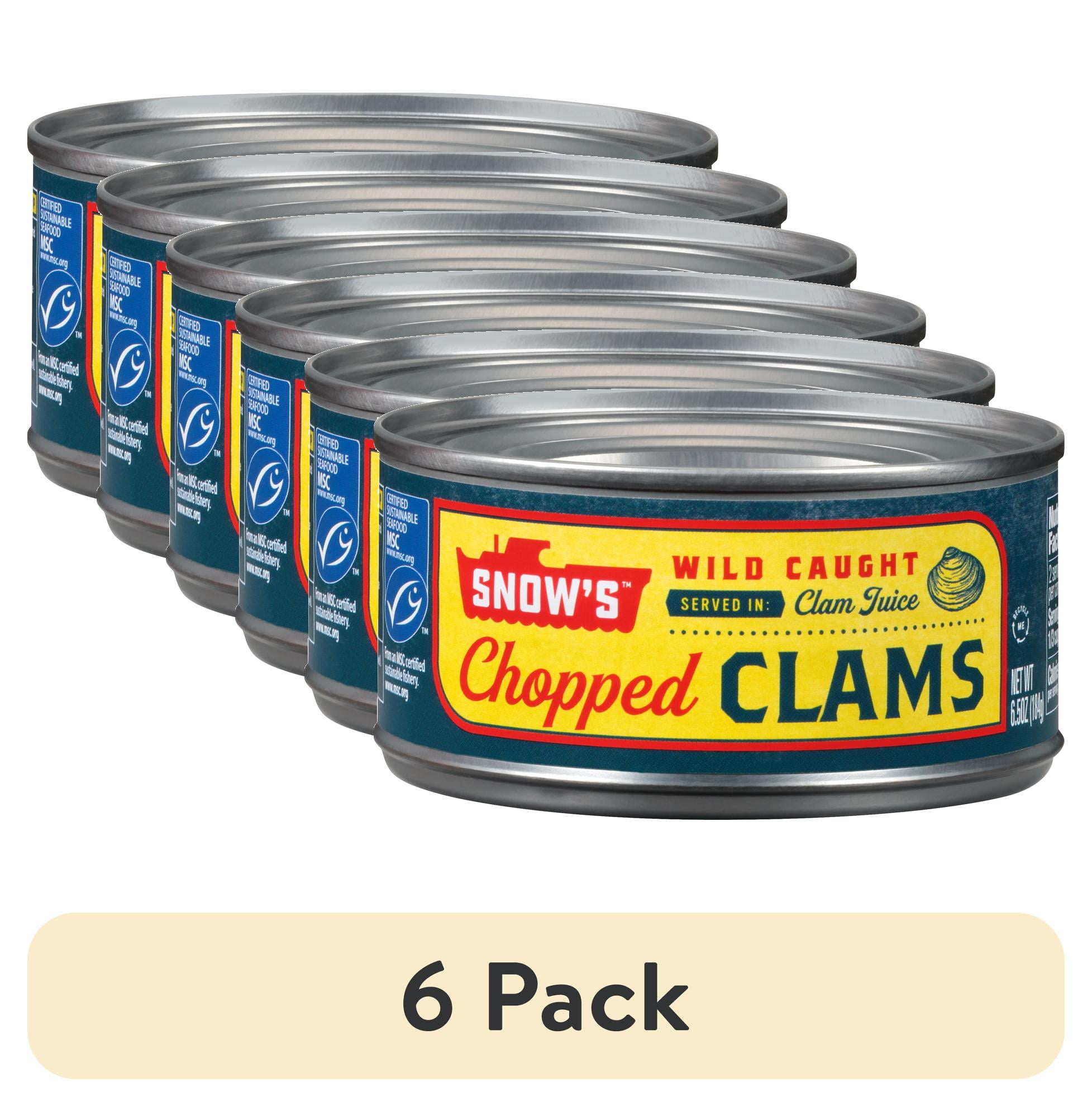 (6 pack) Snow's Chopped Clams in Clam Juice, 6.5 oz