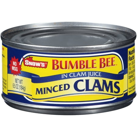 Snow's Wild Caught Minced Clams Canned, 6.5 oz Can - 5g Protein per Serving (Pack of 12)