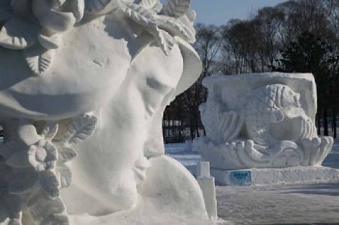 Snow sculptures at Harbin International Sun Island Snow Sculpture Art Fair Harbin Heilungkiang Province China Canvas Art - Panoramic Images (36 x 24)