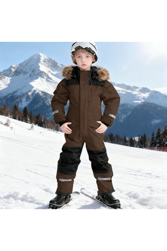 Snow suit For Kids Boys One Piece Ski Suits Warm Coveralls Waterproof Windproof Kids Winter Gear Girls Snow Suits Size 3-4 Years