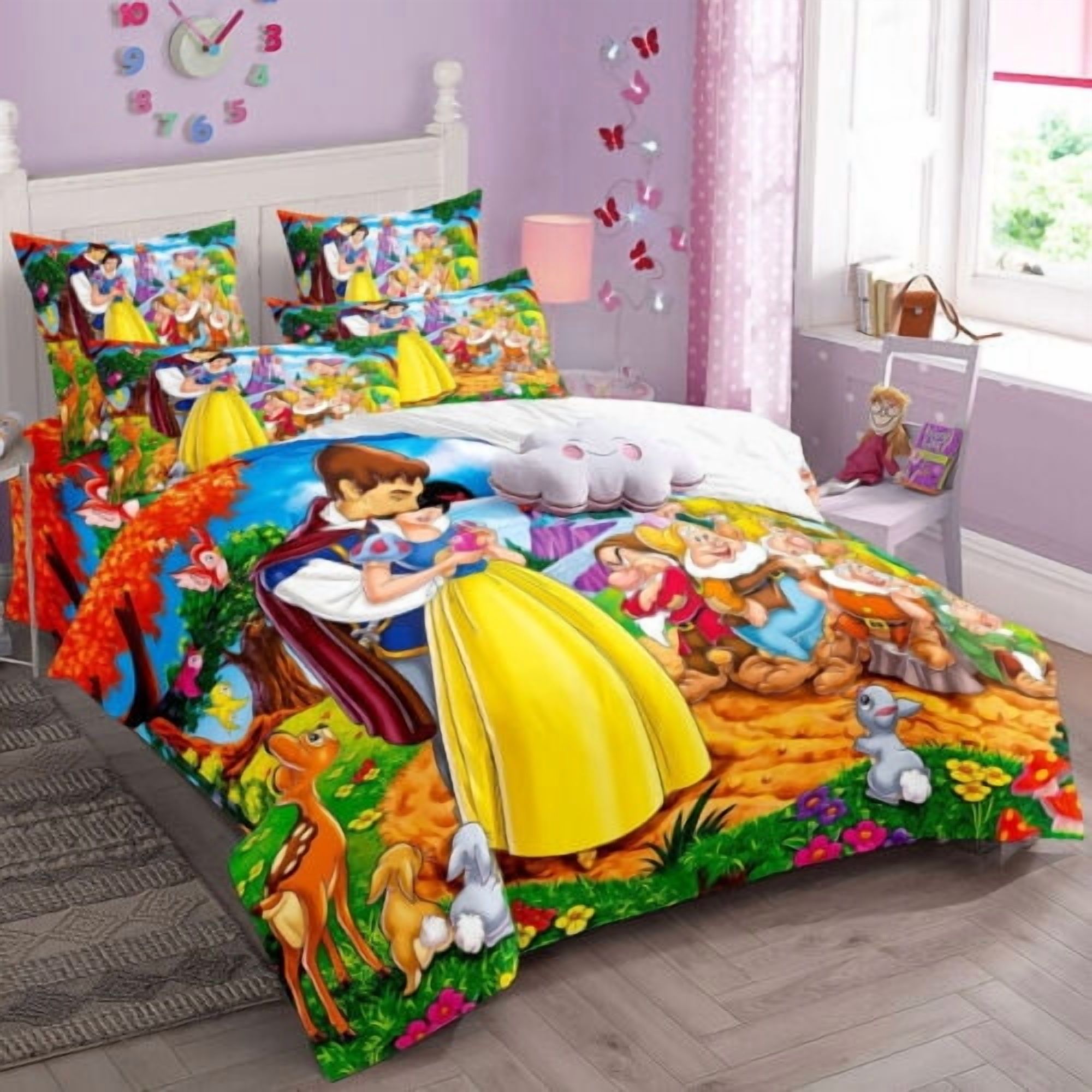 Snow-white Duvet Cover Comforter Cotton Bedding with Zipper Closure,1 Duvet Cover with 2 Pillowcases