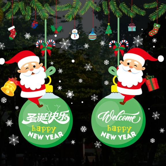 Snow window decoration with Christmas window decals, Christmas window decals