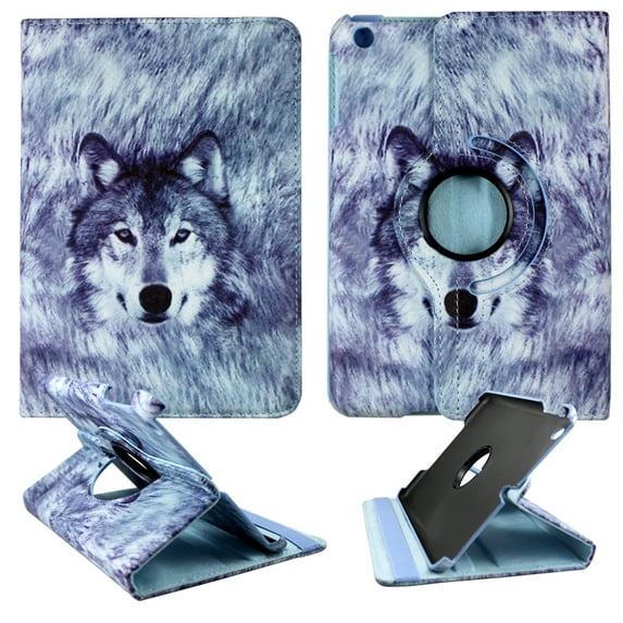 Snow wolf ipad Mini 2 3 PU Leather Folding Tablet 360 Rotating Case Slim fit Folio standing protective rotating Smart Cover