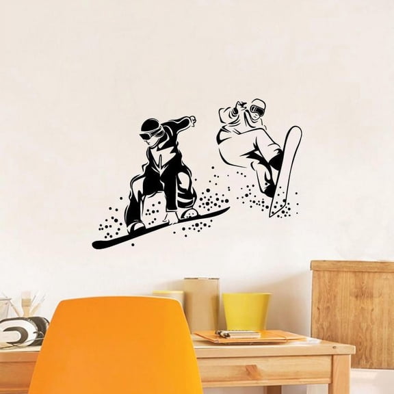 SnowBoarders Silhouette Professional SnowBoarder Silhouette Winter Olympic Games Vinyl Wall Sticker Art Wall Decal Girls Boys Kids Room Design Bedroom Winter Sport House Decoration Size(8x10 inch)