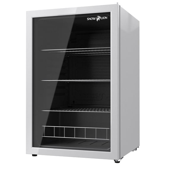 SnowLion Premium 131L Beverage Refrigerator 4.6 Cu.ft. Freestanding Mini Fridge With Glass Door in White