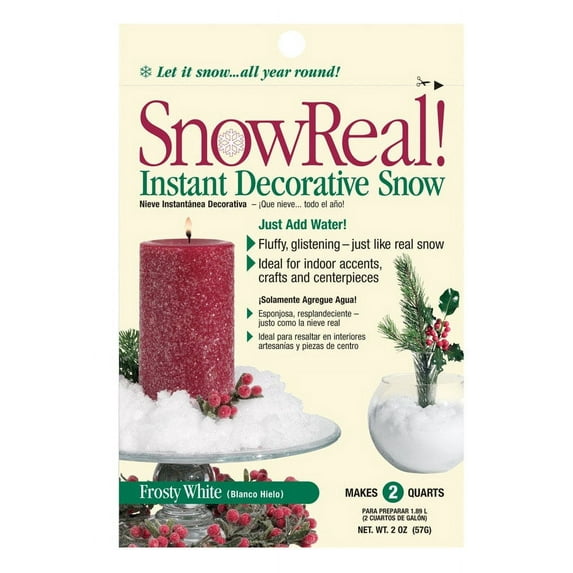 SnowReal Artifical Decorative Snow 1oz Makes 2 Quarts Holiday Christmas Decoration