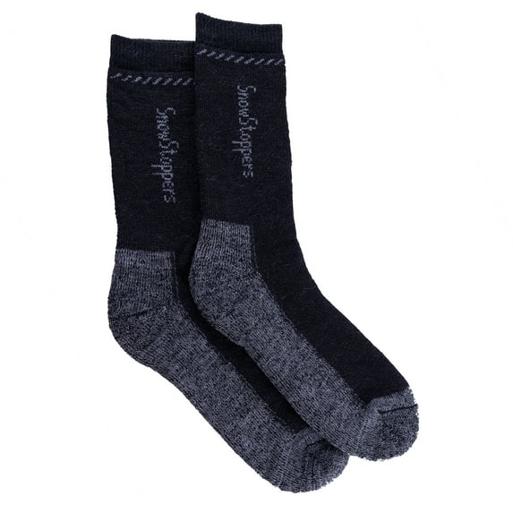 SnowStoppers Alpaca Socks for Kids, Medium, Black / Gray, 12-3