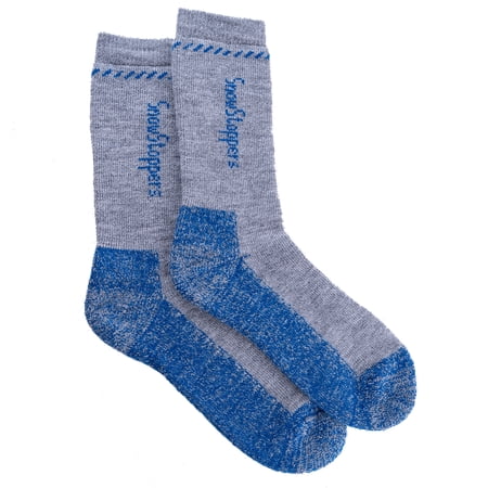 SnowStoppers Alpaca Socks for Kids, Small, Gray / Blue, 9-12
