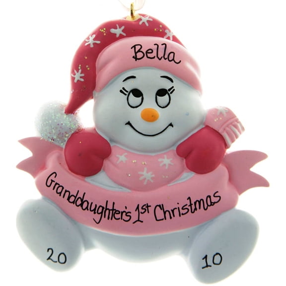Snowbaby Pink Personalized Christmas Ornament , Baby Christmas Ornament, Christmas Decoration for Tree, Christmas Tree Ornament