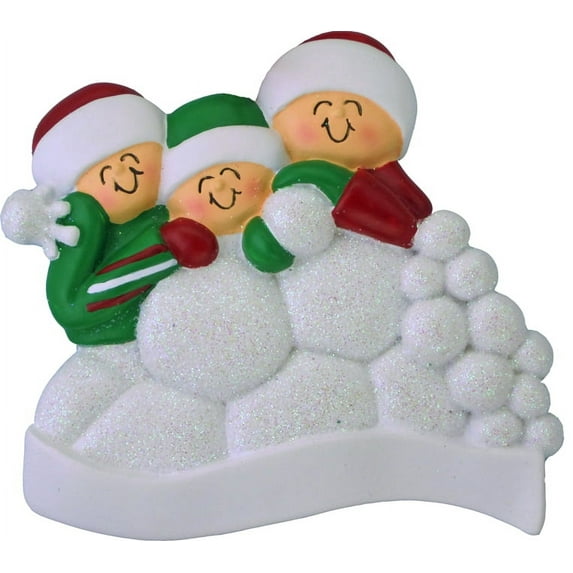 Snowball Fight 3 People Personalized Christmas Ornament DO-IT-YOURSELF