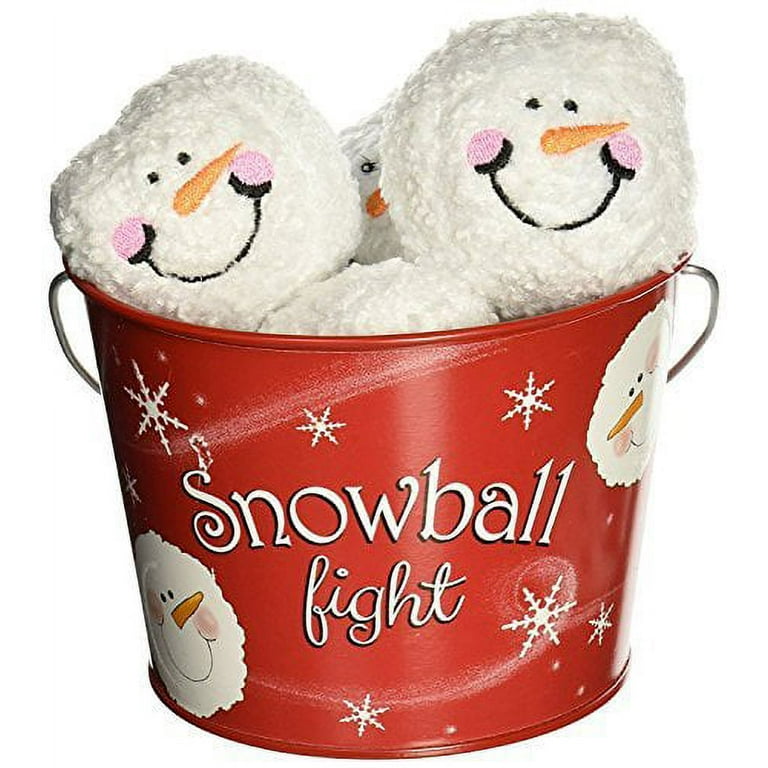 Snowball Fight! Plush Snowmen Balls and a Red Tin Labeled