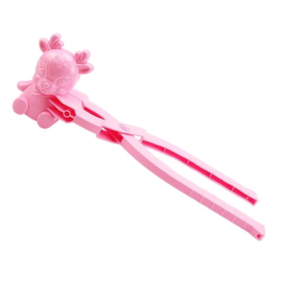 Snowball Maker Clip, Snow and Sand Mold Tool for Snow Fighting, Perfect for Outdoor Winter Play - Pink (Deer Shape)