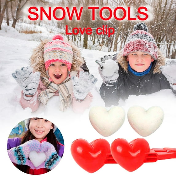 Snowball Maker - Heart-Shaped Plastic Mold, Creates Snow & Sand Balls, 15 x 3.1in Winter Outdoor Activity Tool