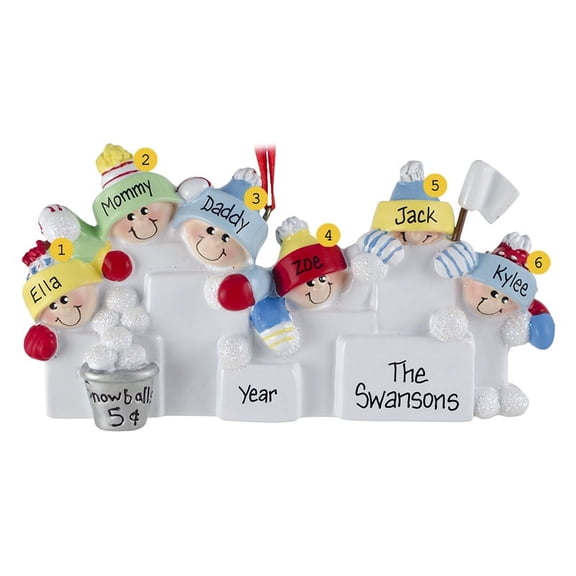 Snowballs Family 6 Personalized Christmas Ornament DO-IT-YOURSELF