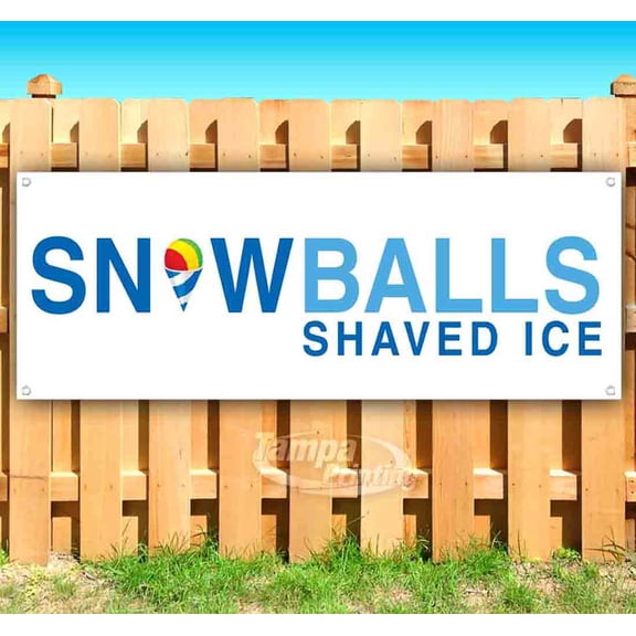 Snowballs Shaved Ice 13 oz Vinyl Banner With Metal Grommets