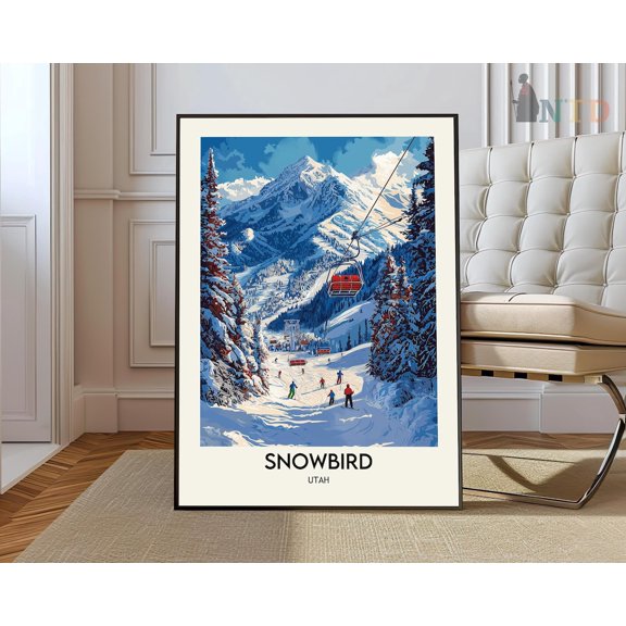 Snowbird Utah Ski Poster, Wasatch Winter Sports Wall Art