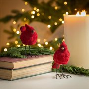 Snowbirds Table Decor Ceramic Cardinal with Metal Feet, 5", Asst of 2