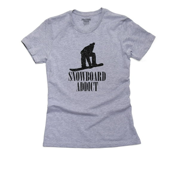 Snowboard Addict Trendy Silhouette Figure Women's Cotton Grey T-Shirt