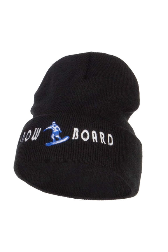 Snowboard Embroidered Long Beanie - Black OSFM