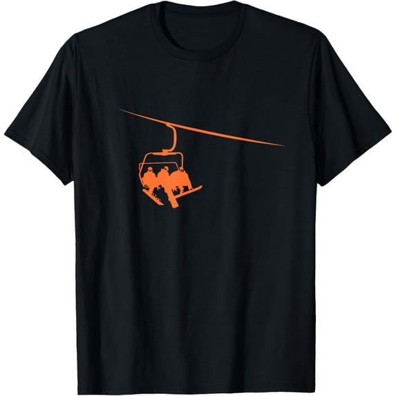 Snowboard Lift Boarding Relaxing in Lift Ski Winter Sport T-ShirtMen's and women's gift, black and white T-shirt, size: Extra large S-4XL