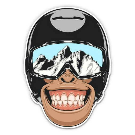 Snowboard Monkey - 3" Vinyl Sticker - For Car Laptop I-Pad Phone Helmet Hard Hat - Waterproof Decal