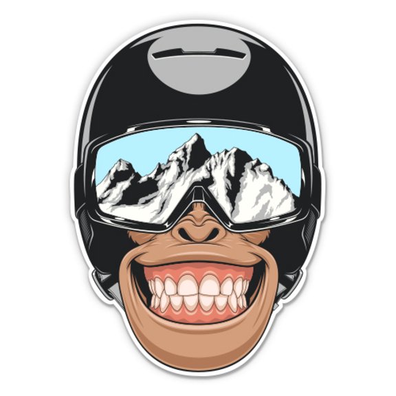 Snowboard Monkey - 5" Vinyl Sticker - For Car Laptop I-Pad - Waterproof Decal