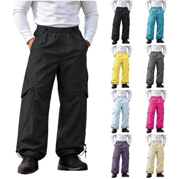 Snowboard Pants for Men Baggy Ski Pants with Elastic Waist Outdoor Loose Lightweight Waterproof Windproof Black