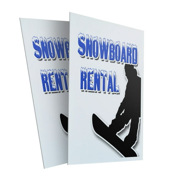 Snowboard Rental (2-PACK) 24" x 36" Plastic Signs | Sign Insert 4mm Corrugated Plastic Signs Storefront Window Poster