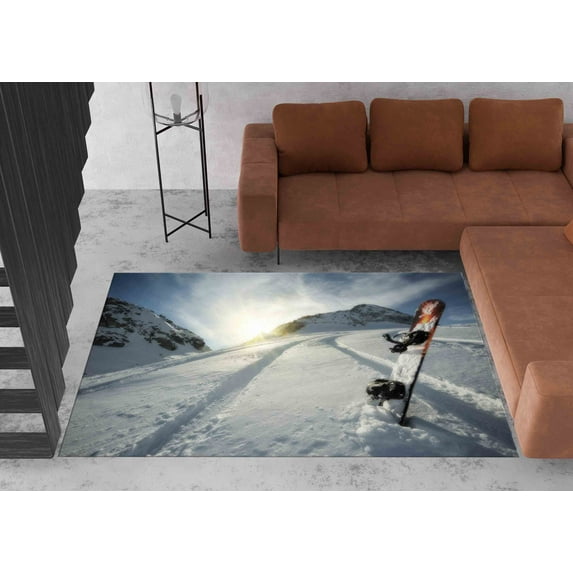 Snowboard Rugs, Snow Landscape Rug, Office Rugs, Motivational Rug, Hallway Rug, Non-Slip Carpet, Pet Friendly Rug, Salon Rug, 2.6'x6.5' - 80x200 cm