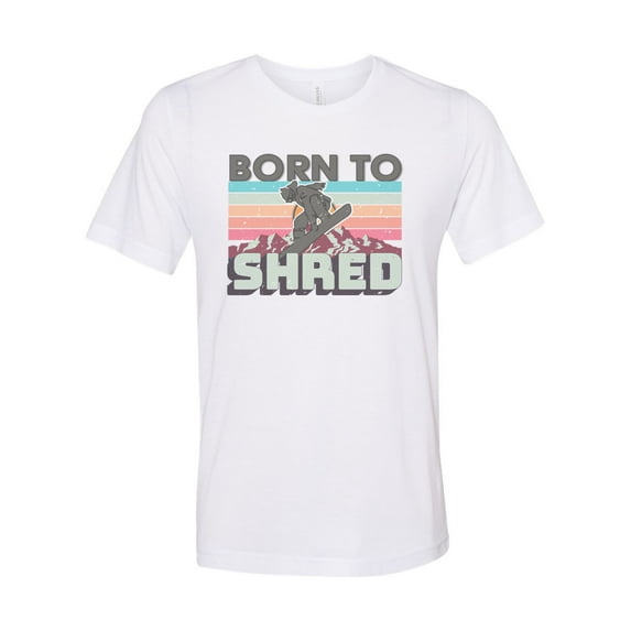 Snowboard Shirt, Born To Shred, Snowboarder Shirt, Unisex Fit, Shred Shirt, Sublimated T-shirt, Gift For Snowboarder, Snowboarding Gear, Ski, White, MEDIUM