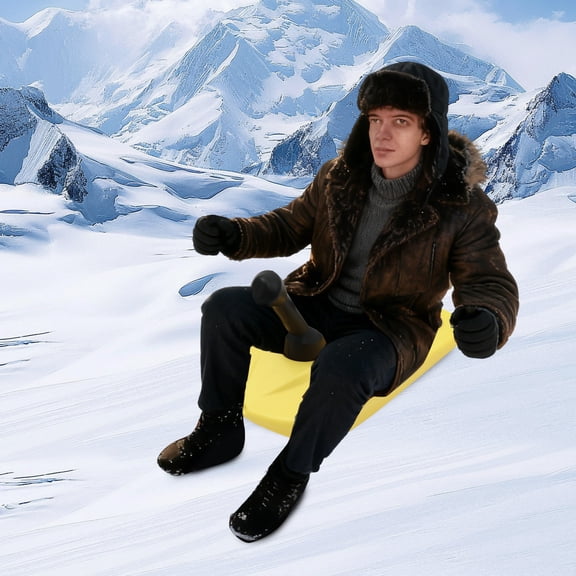 Snowboard, Sled Snowboard with Handle, Sledding Snowboard for Winter Fun Yellow