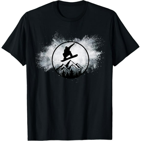 Snowboard Snow Cloud Big Air Snowboarder Snowboarding T-ShirtMen's and women's gift, black and white T-shirt, size: Extra large S-4XL