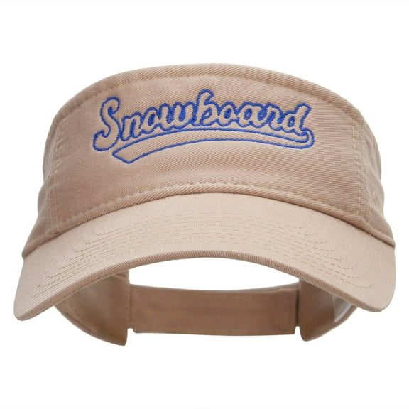 Snowboard Sports Embroidered Pro Style Cotton Twill Washed Visor - Khaki OSFM