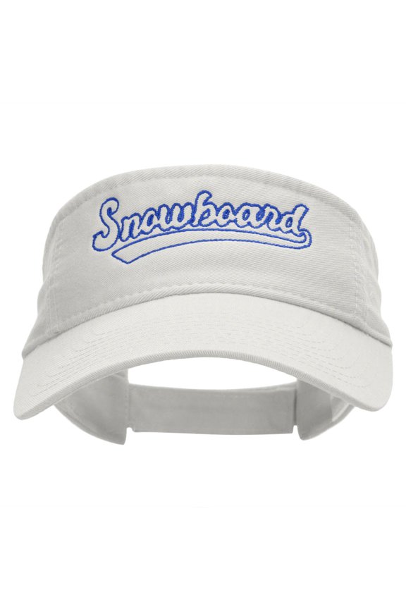 Snowboard Sports Embroidered Pro Style Cotton Twill Washed Visor - White OSFM