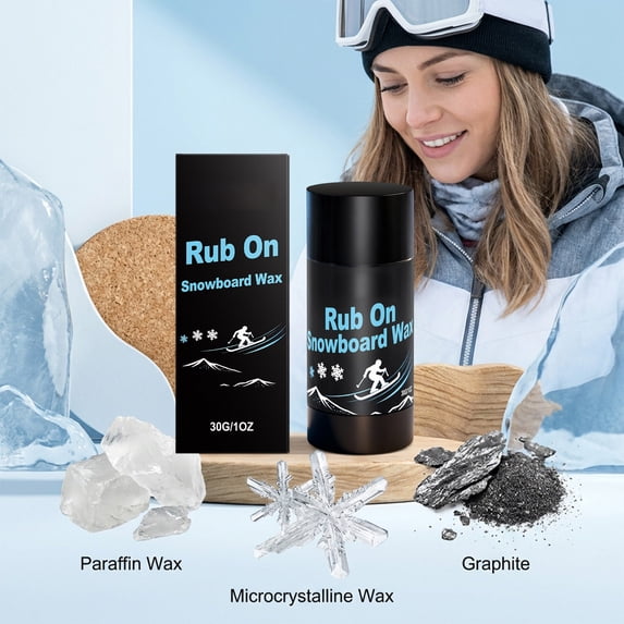Snowboard Wax Rub On Ski Wax with Cork Applicator, Portable Sled Wax for Snowboard and Ski Base Protection, All-Temperature Formula 30g for Outdoor Winter Sports(3PC)