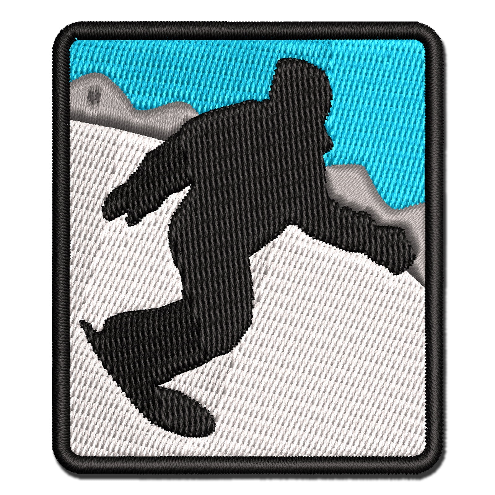 Snowboarder Carve Snow Applique Multi-Color Embroidered Hook & Loop Patch - 3.5 Inch Large