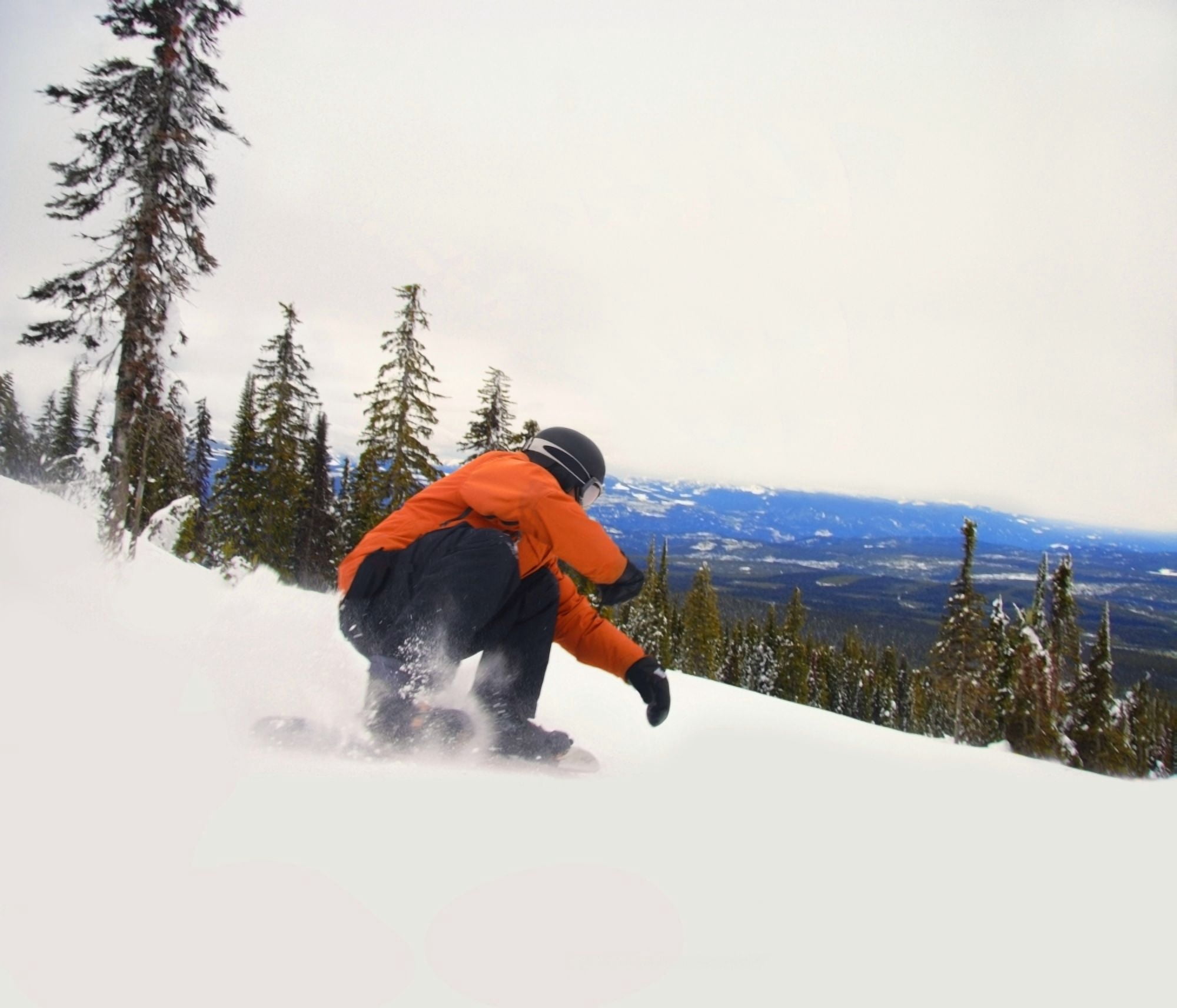 Snowboarder Crouching Down Low As He Descends Snow Hill Canvas Art - Leah Hammond Design Pics (30 x 26)