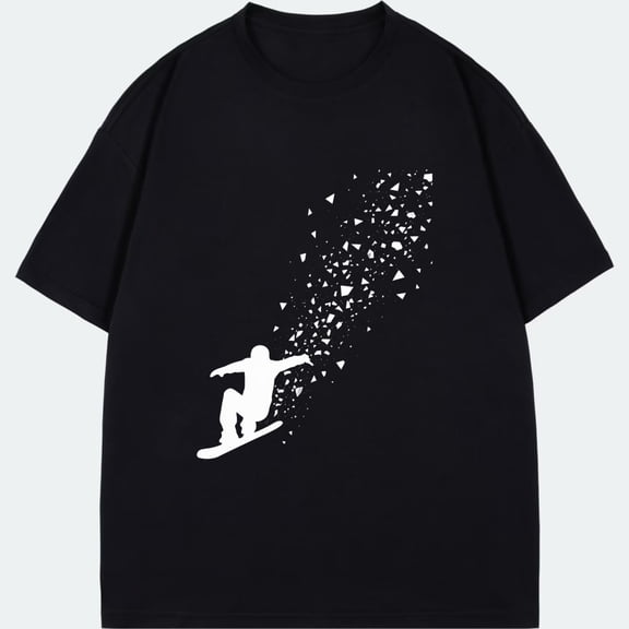 Snowboarder Graphic T Shirt Black Snowboarding Silhouette Design Outdoor Sports Casual Wear