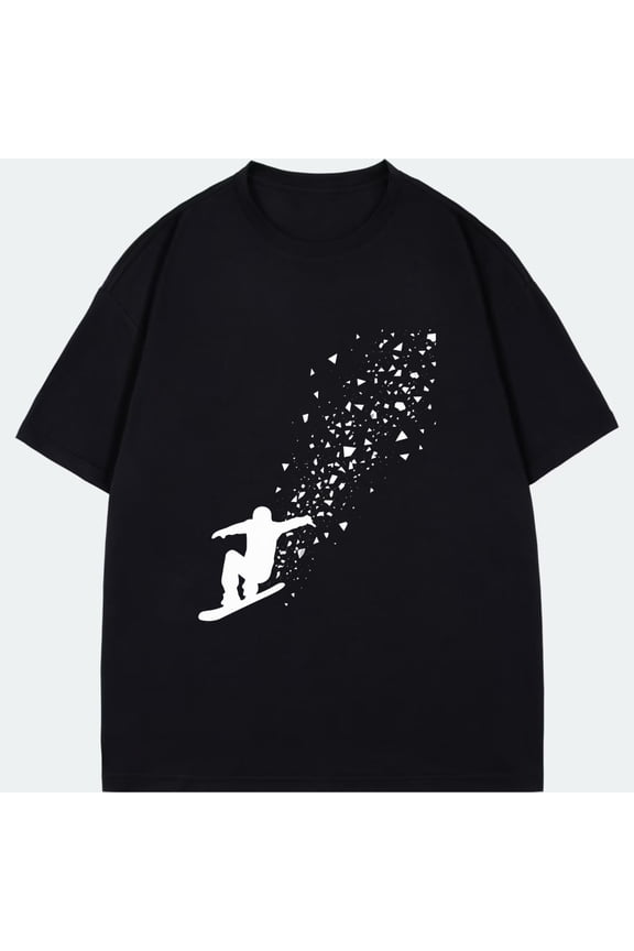 Snowboarder Graphic T Shirt Black Snowboarding Silhouette Design Outdoor Sports Casual Wear