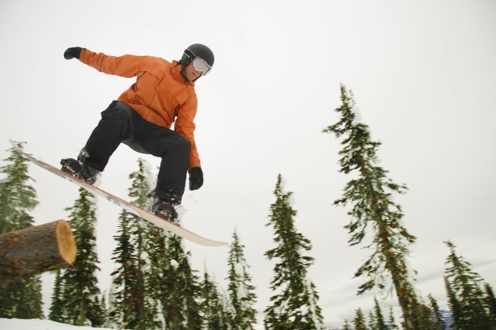 Snowboarder In Mid Air Canvas Art - Leah Hammond Design Pics (17 x 11)