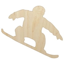 Snowboarder Jumping Extreme Winter Sports Wood Shape Unfinished Piece Cutout Craft DIY Projects - 4.70 Inch Size - 1/8 Inch Thick