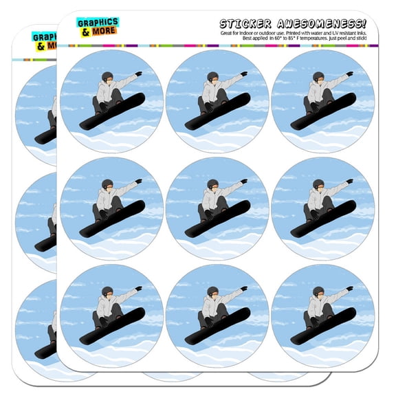 Snowboarder Jumping Snowboarding 2" Scrapbooking Crafting Stickers