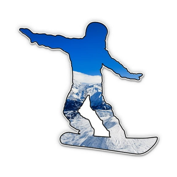Snowboarder Mountains - 3" Vinyl Sticker - For Car Laptop Water Bottle Phone - Waterproof Decal