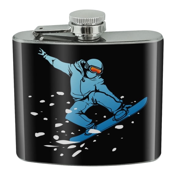 Snowboarder on Black Stainless Steel 5oz Hip Drink Kidney Flask