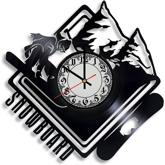 Snowboarding Art Vinyl Wall Clock - Snowboarding Gifts Winter Sports Clock Snowboard Sign Snowboard Wall Art Snowboarding Signs Snowboard Wedding Gift