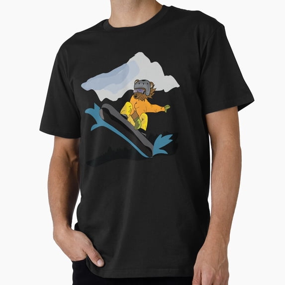 Snowboarding Grizzly Bear Wild Animal Sport Art Unisex T-Shirt, up to Size 5XL