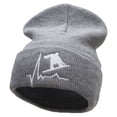 thumbnail image 1 of Snowboarding Life Embroidered 12 Inch Long Knitted Beanie - Heather Grey OSFM, 1 of 5