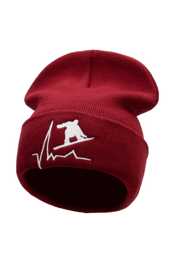 Snowboarding Life Embroidered 12 Inch Long Knitted Beanie - Maroon OSFM