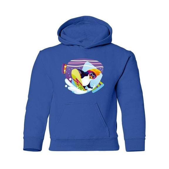 Snowboarding Penguin Hoodie Juniors -Image by Shutterstock, Large