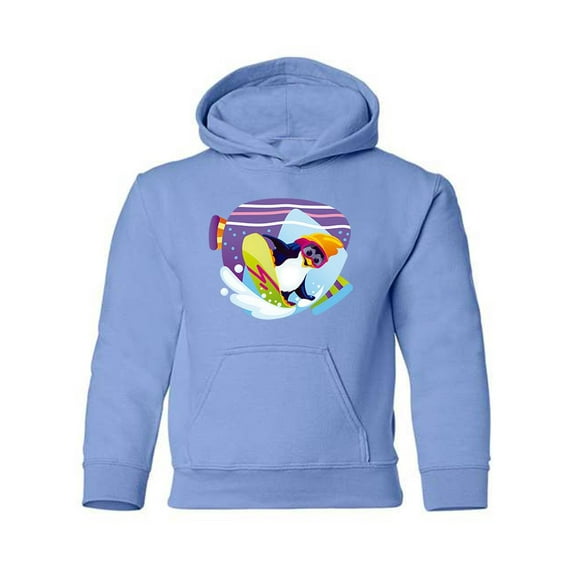 Snowboarding Penguin Hoodie Juniors -Image by Shutterstock, Medium
